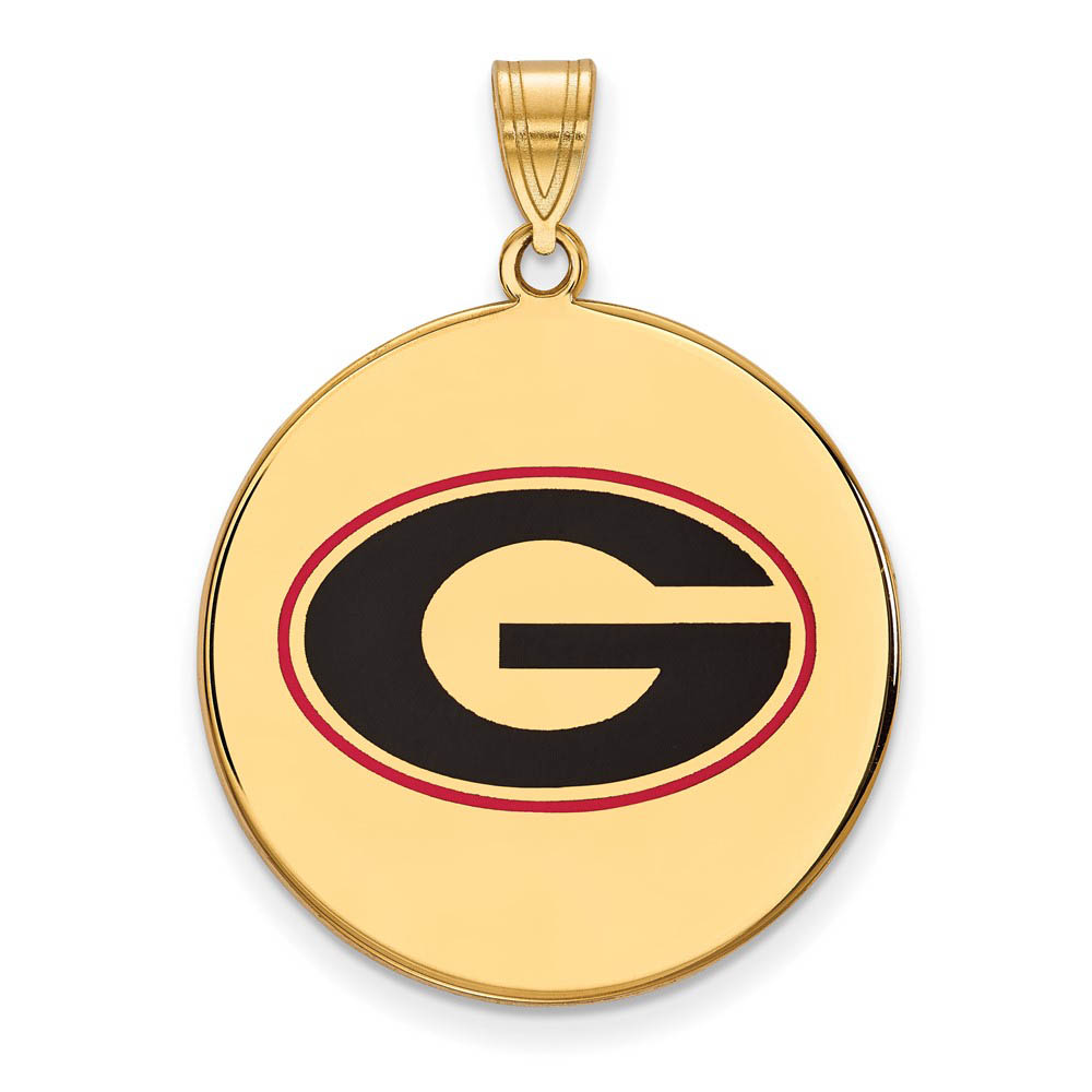 14k Gold Plated Silver U. of Georgia Enameled Pendant