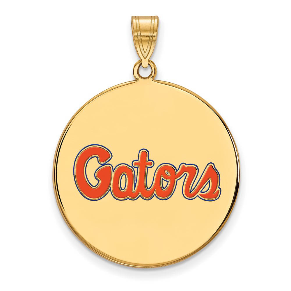14k Gold Plated Silver U of Florida Enamel Disc Pendant