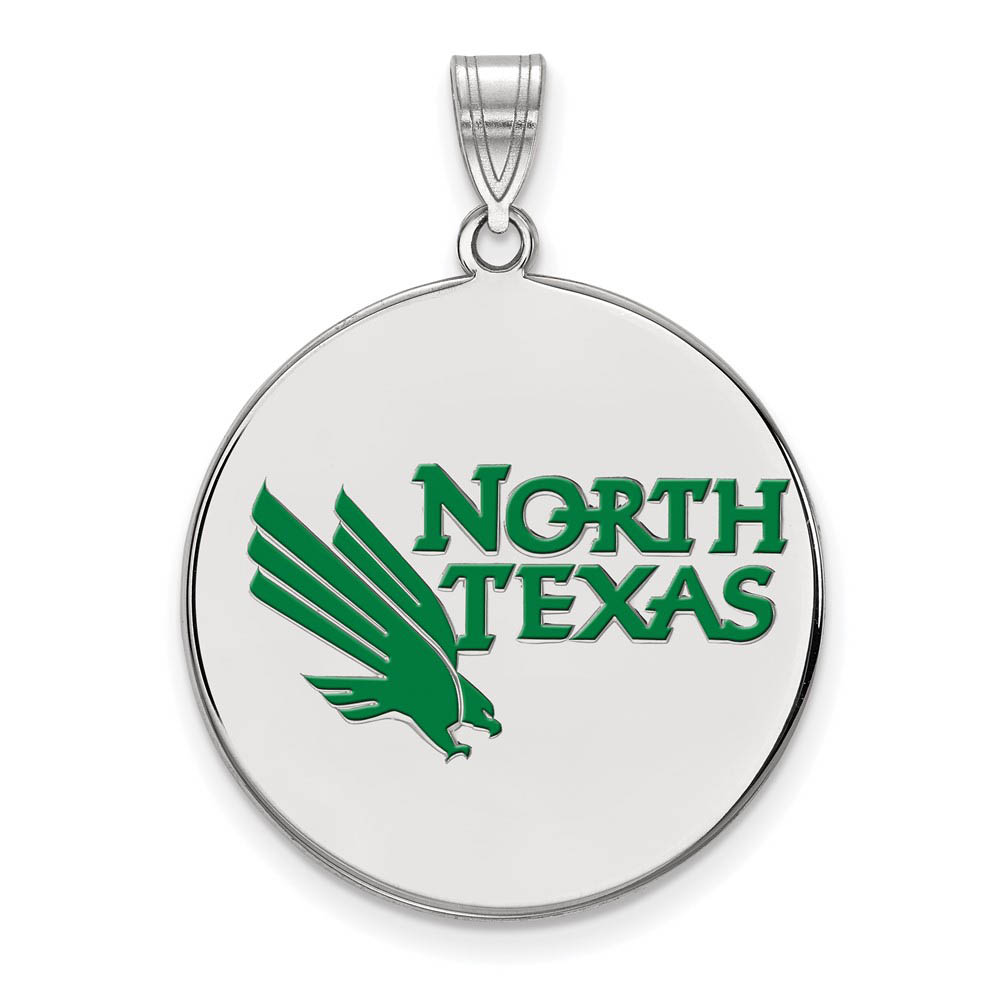 Sterling Silver North Texas Enamel Disc Pendant