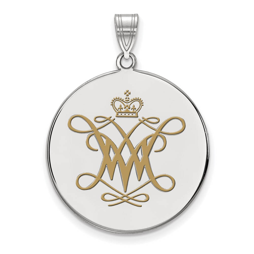 Sterling Silver William and Mary Enamel Disc Pendant