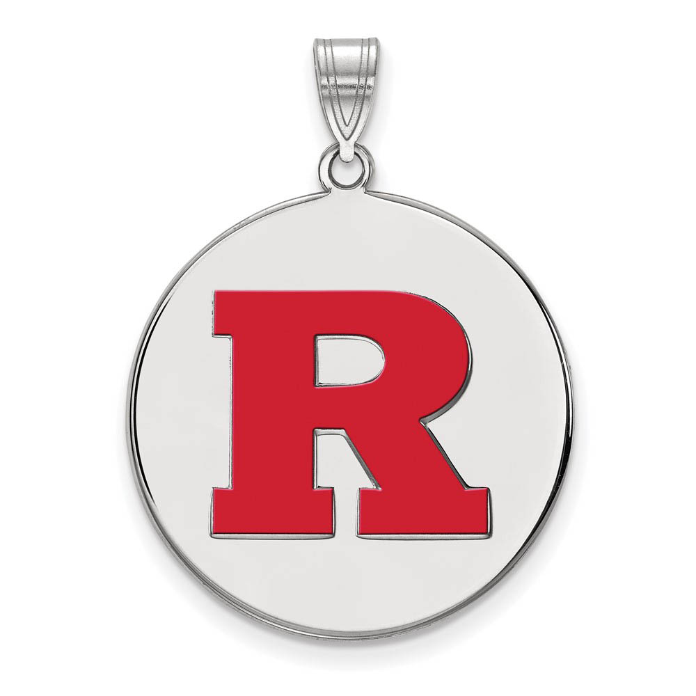 Sterling Silver Rutgers Enamel 'R' Disc Pendant