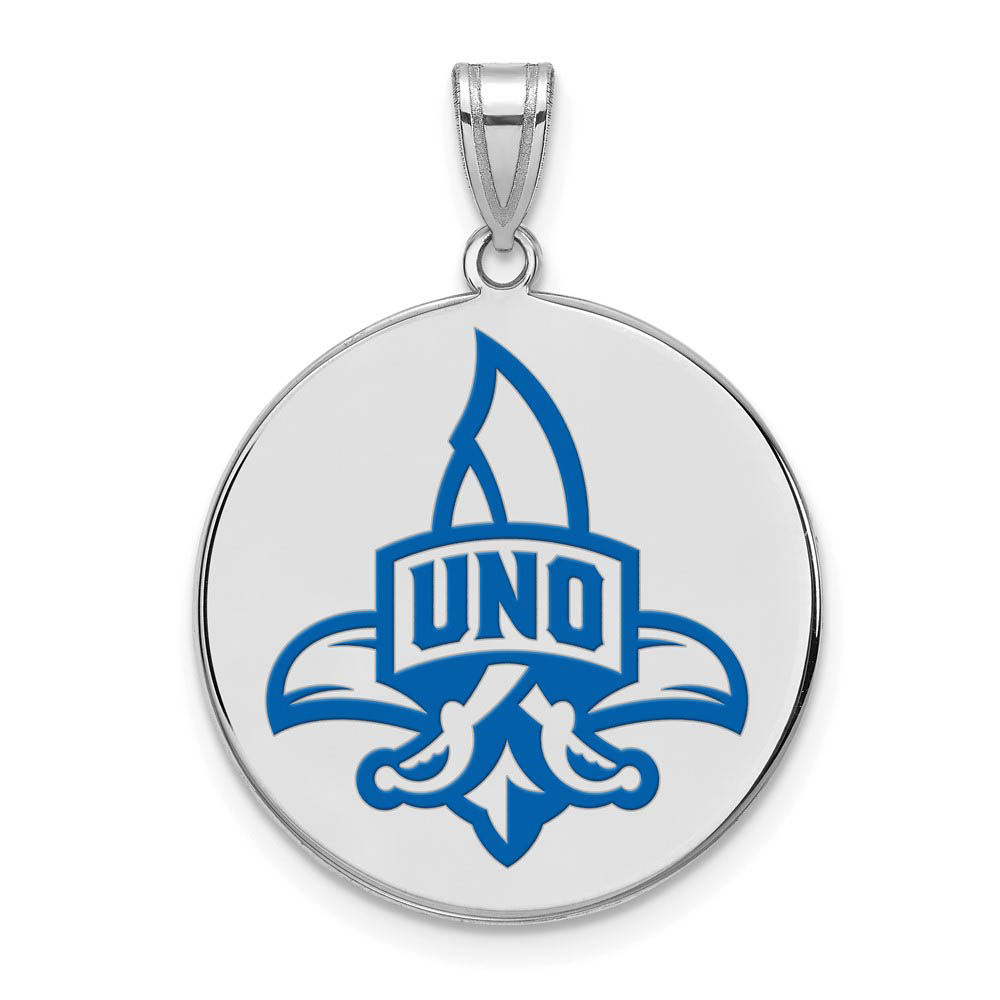 Sterling Silver U. of New Orleans Enamel Disc Pendant