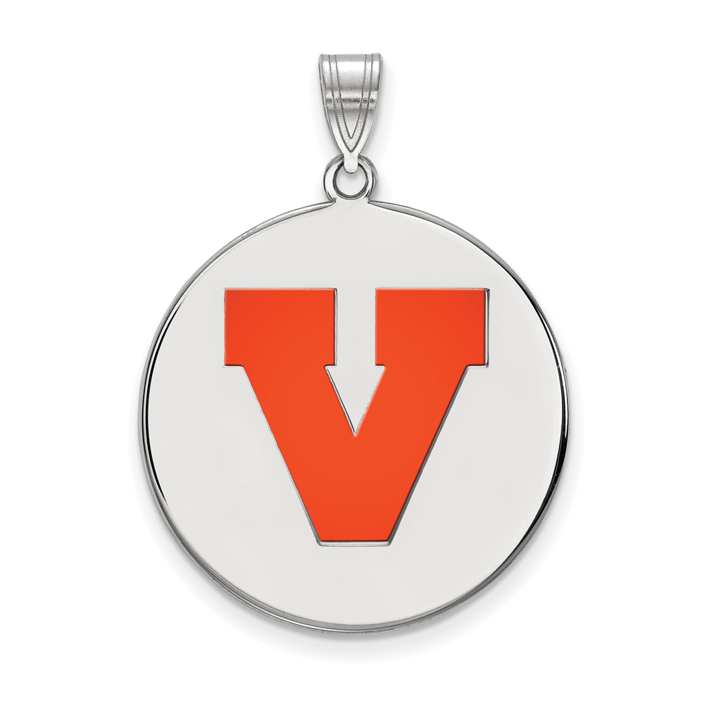 Sterling Silver U. of Virginia Enamel 'V' Disc Pendant