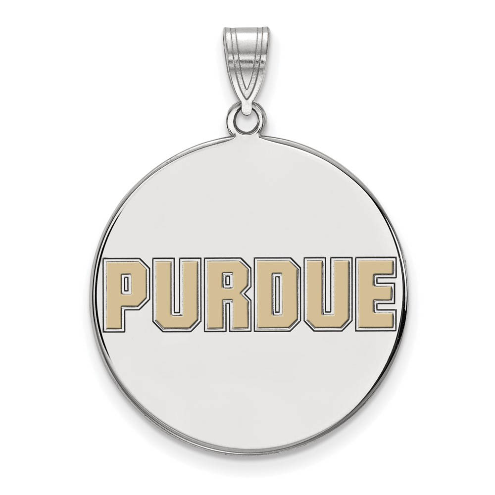 Sterling Silver Purdue Enamel Script Disc Pendant