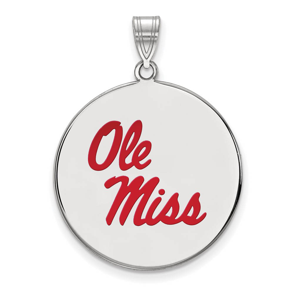 Sterling Silver U. of Mississippi Enamel Disc Pendant
