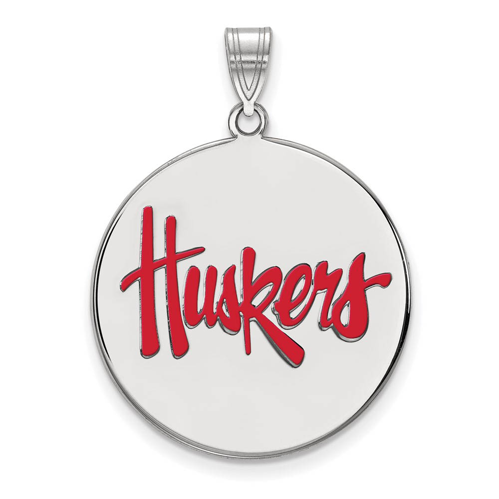 Sterling Silver U. of Nebraska Enamel Disc Pendant