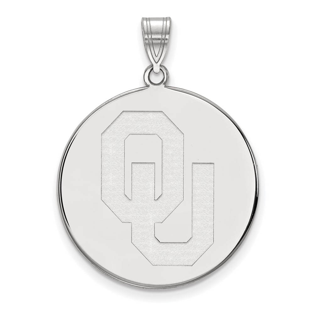 10k White Gold University of Oklahoma Disc Pendant