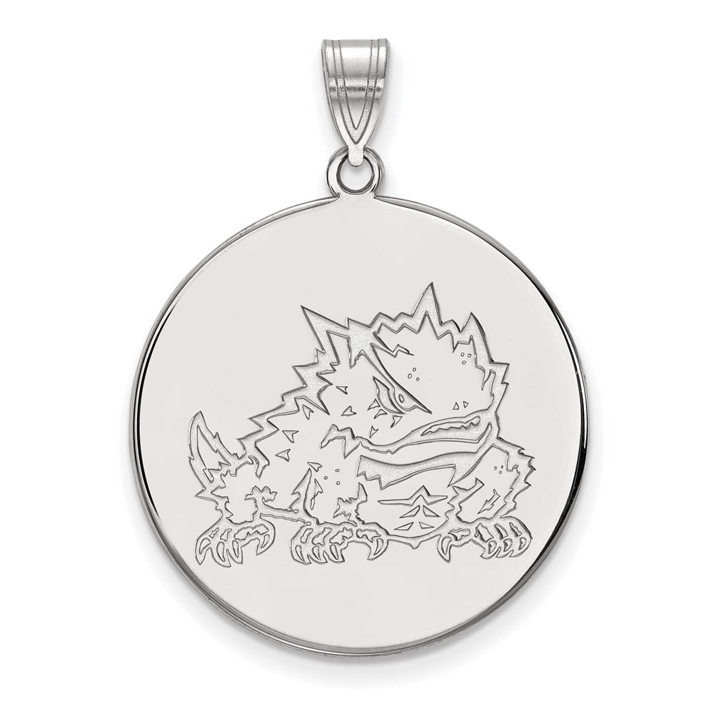 10k White Gold Texas Christian U. Disc Pendant