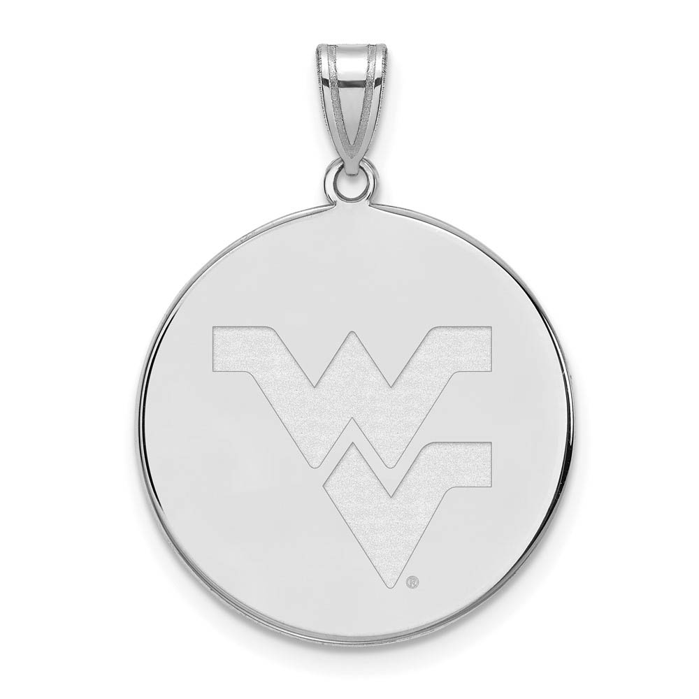 10k White Gold West Virginia U. Logo Disc Pendant