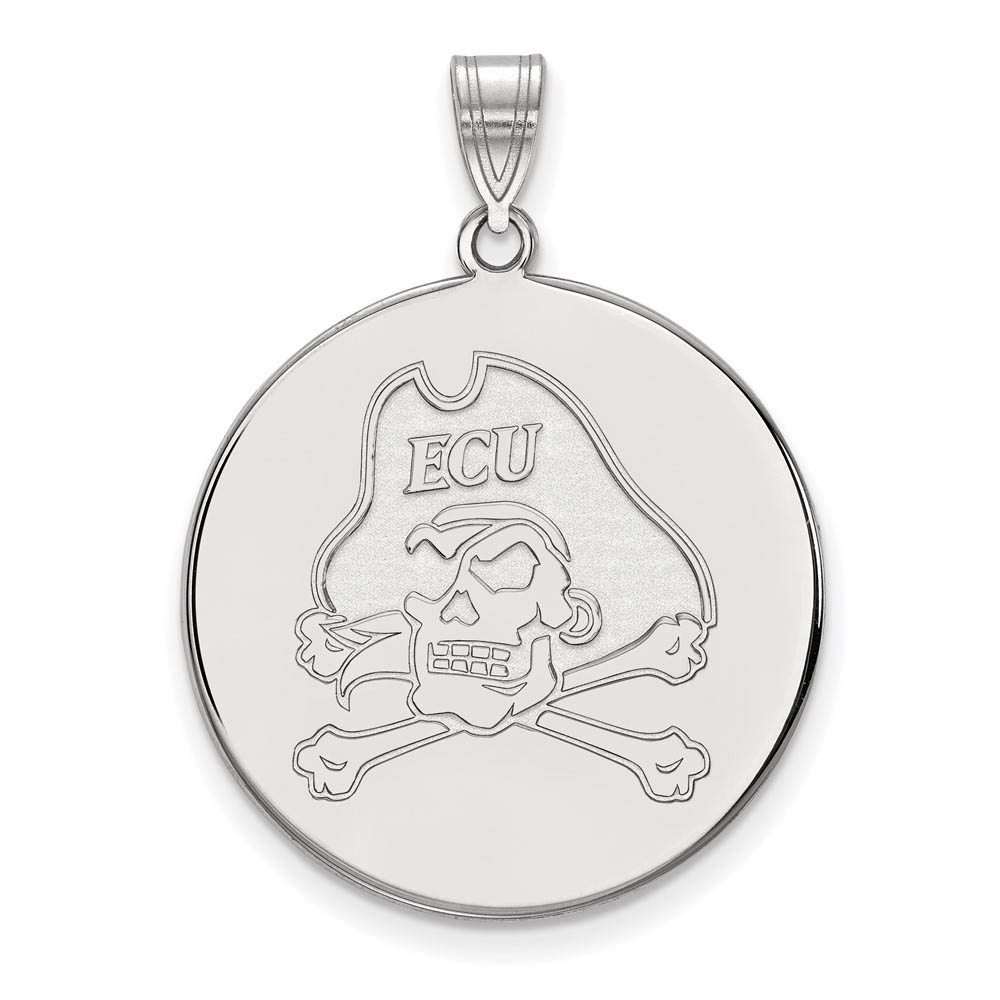 10k White Gold East Carolina U Disc Pendant