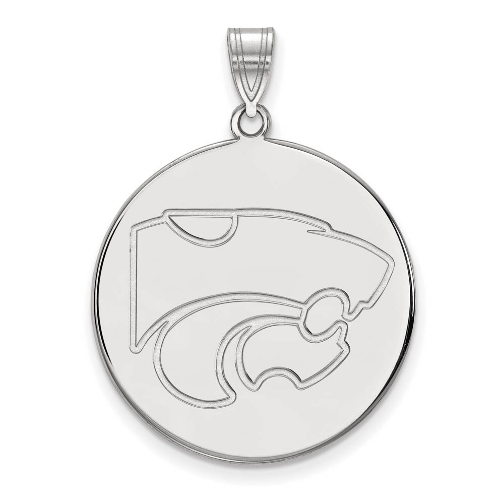 10k White Gold Kansas State Mascot Disc Pendant