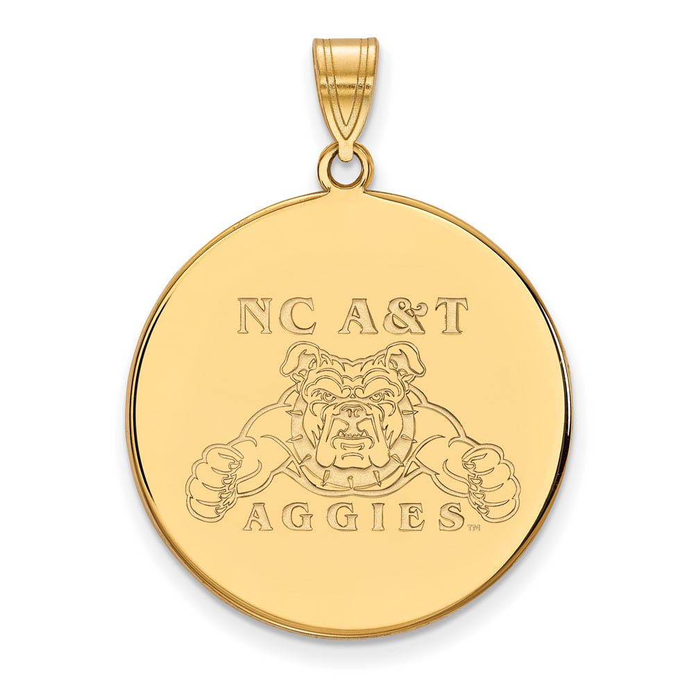 10k Yellow Gold North Carolina A&T Disc Pendant