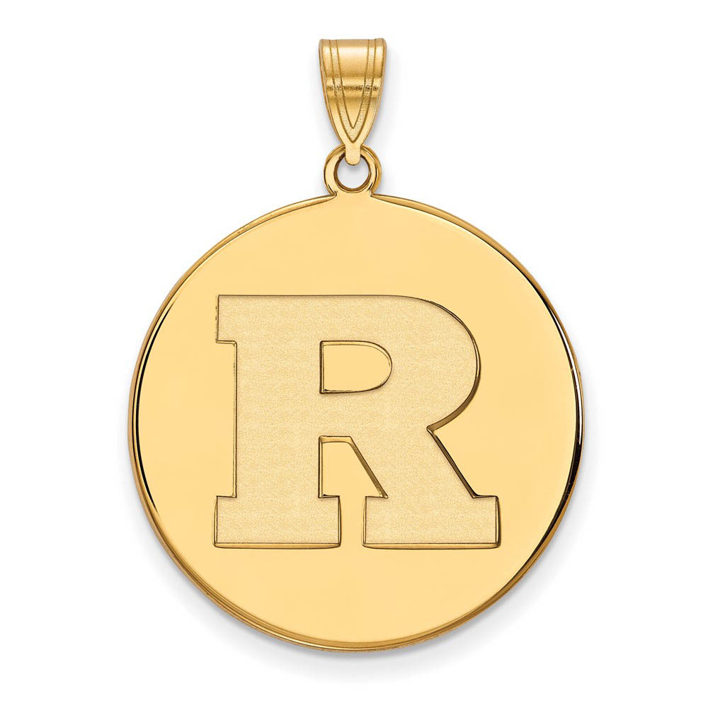 10k Yellow Gold Rutgers Initial R Disc Pendant