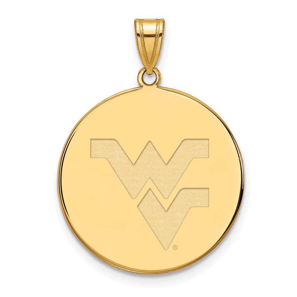 10k Yellow Gold West Virginia U. Logo Disc Pendant