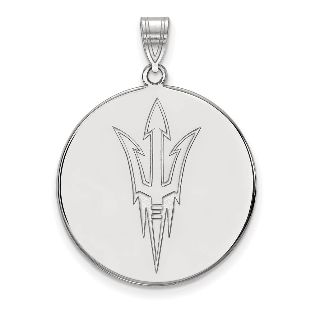 14k White Gold Arizona State Logo Disc Pendant