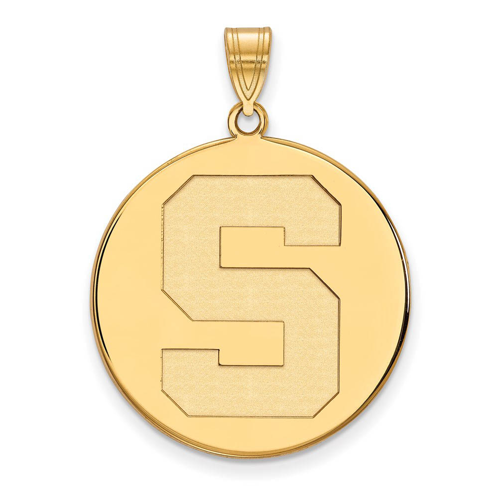 14k Yellow Gold Michigan State Initial Disc Pendant