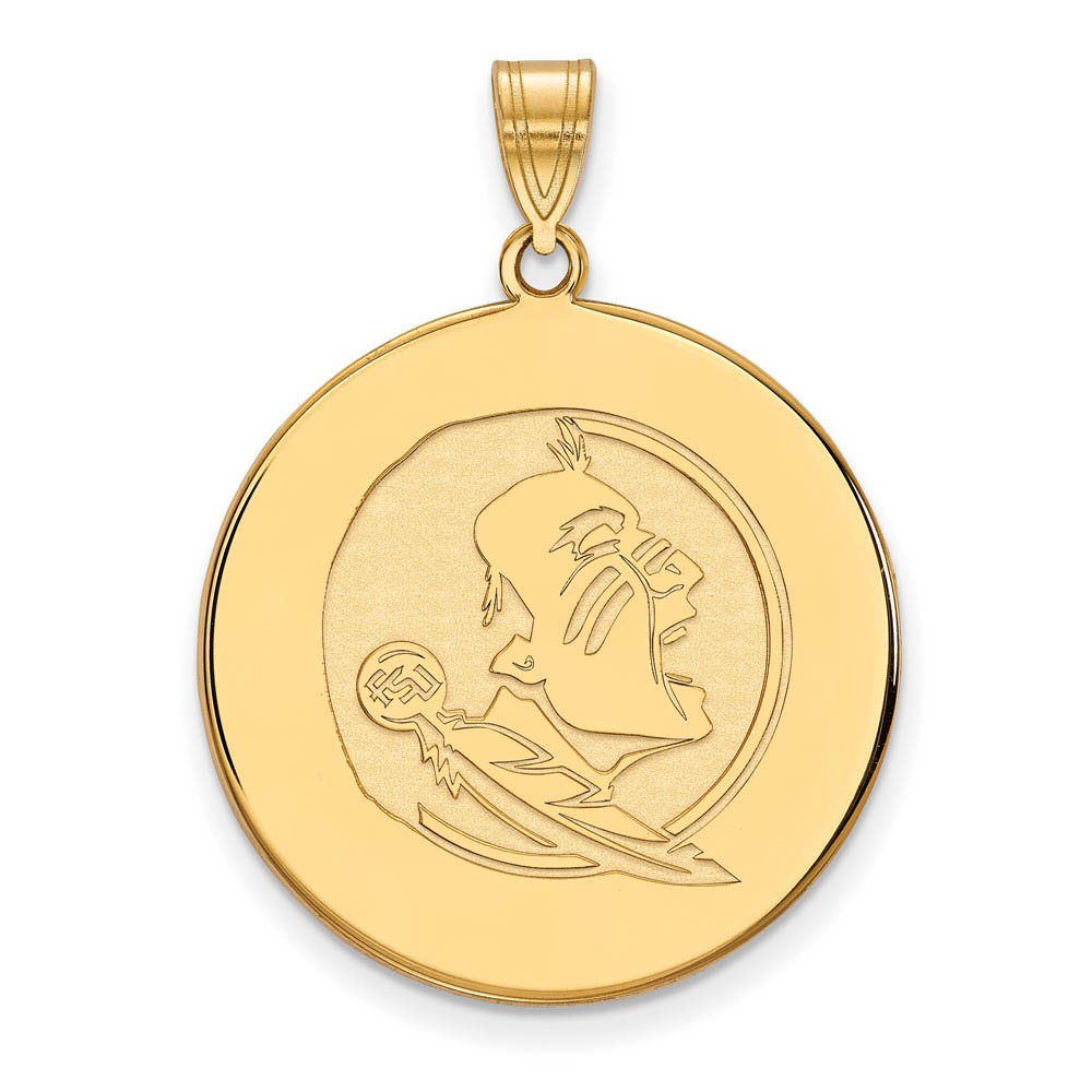 14K Yellow Gold Florida State Mascot Disc Pendant