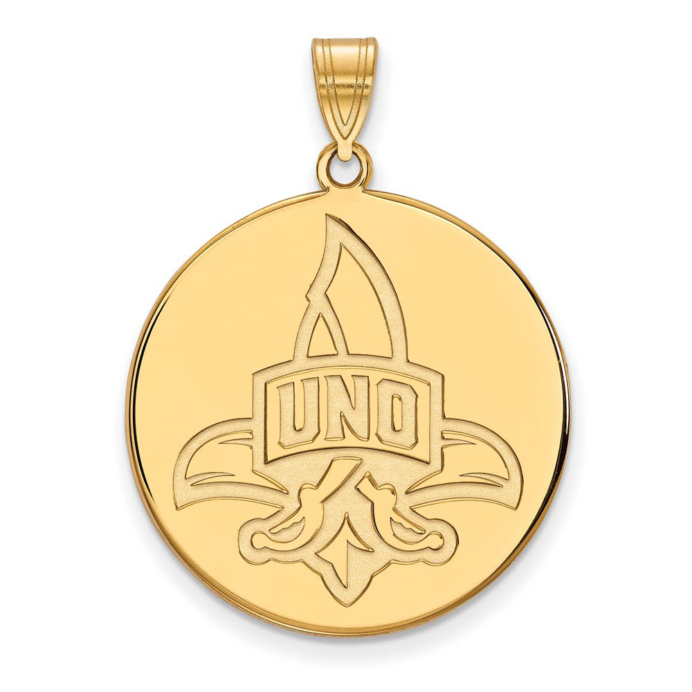 14k Gold Plated Silver U. of New Orleans Logo Disc Pendant