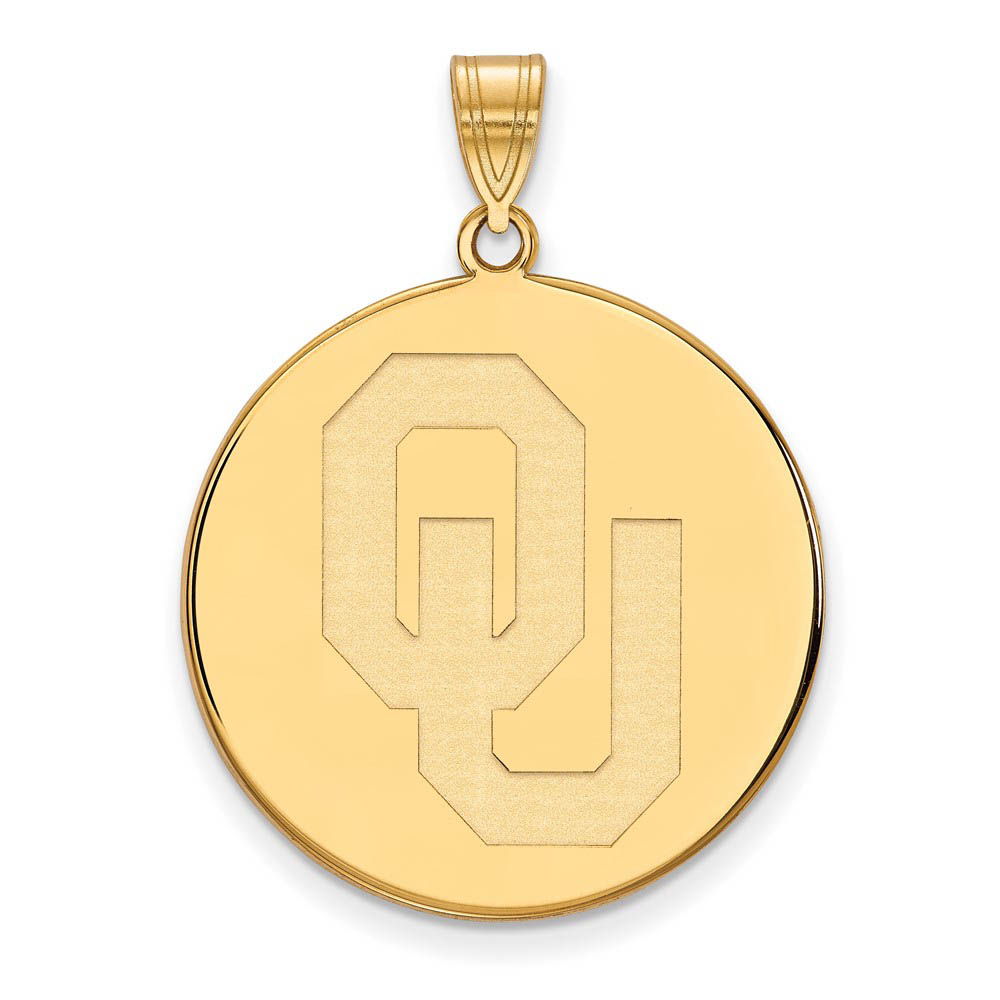 14k Gold Plated Silver U. of Oklahoma 'OU' Disc Pendant