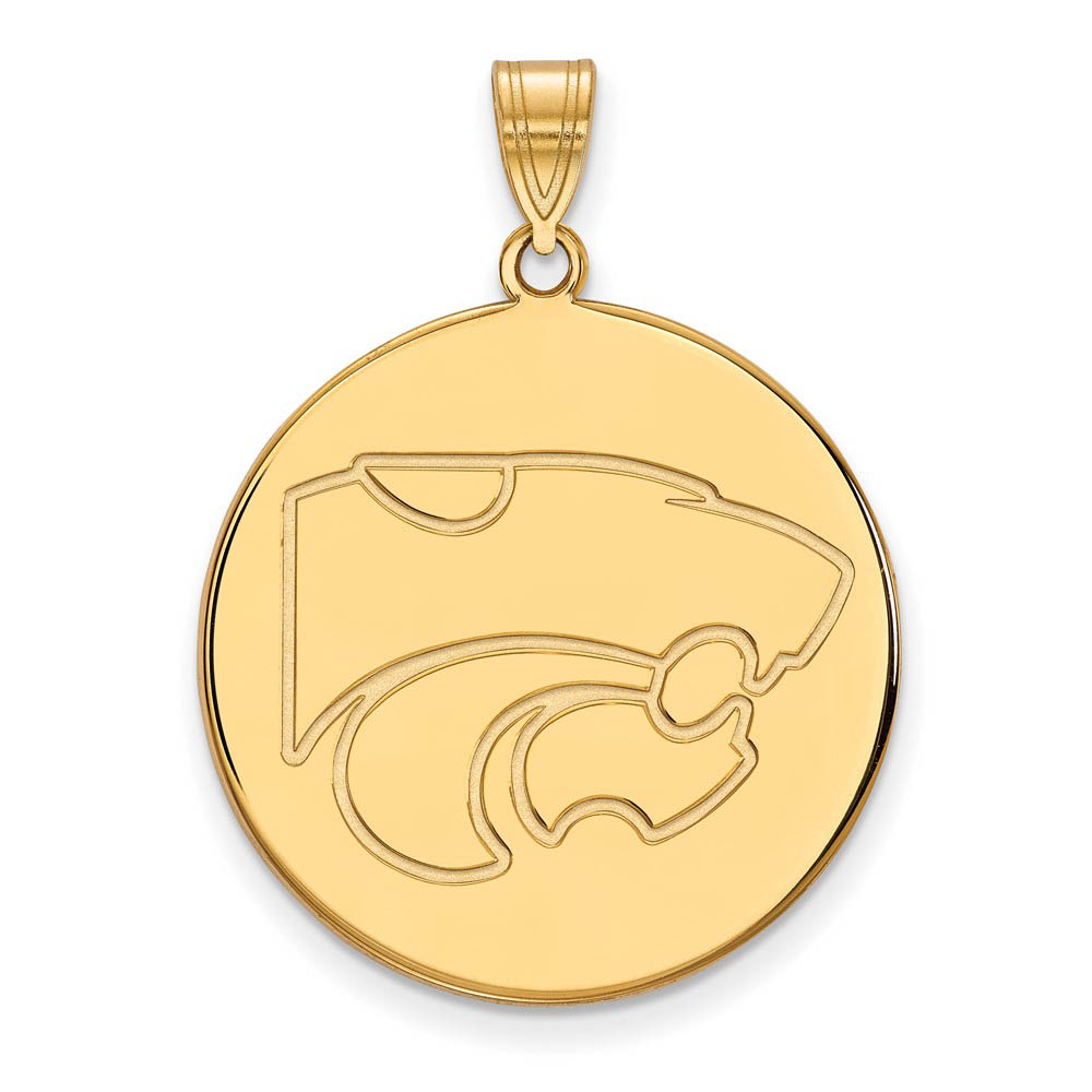 14k Gold Plated Silver Kansas State Mascot Disc Pendant