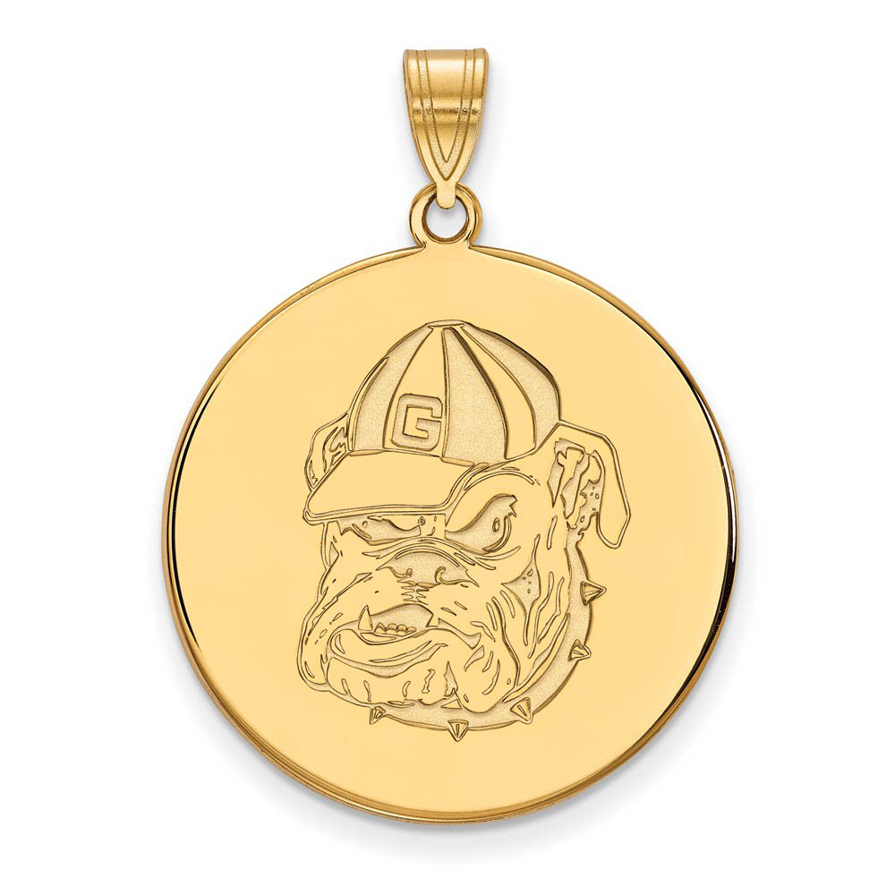 14k Gold Plated Silver U. of Georgia Mascot Disc Pendant