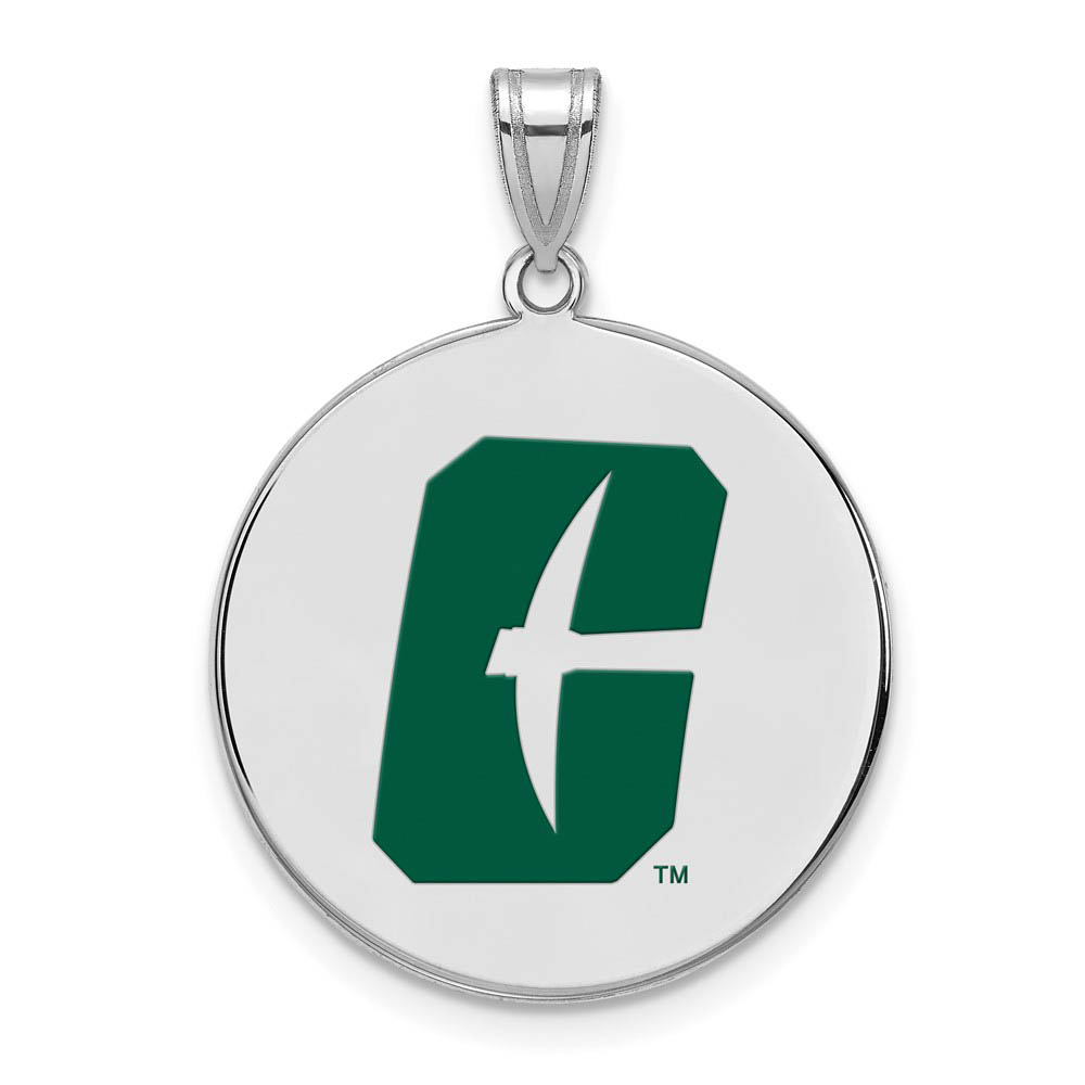 Sterling Silver North Carolina Charlotte Enameled Disc Pendant