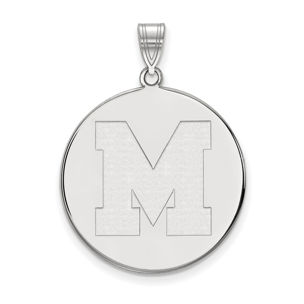 Sterling Silver U. of Memphis Initial Disc Pendant