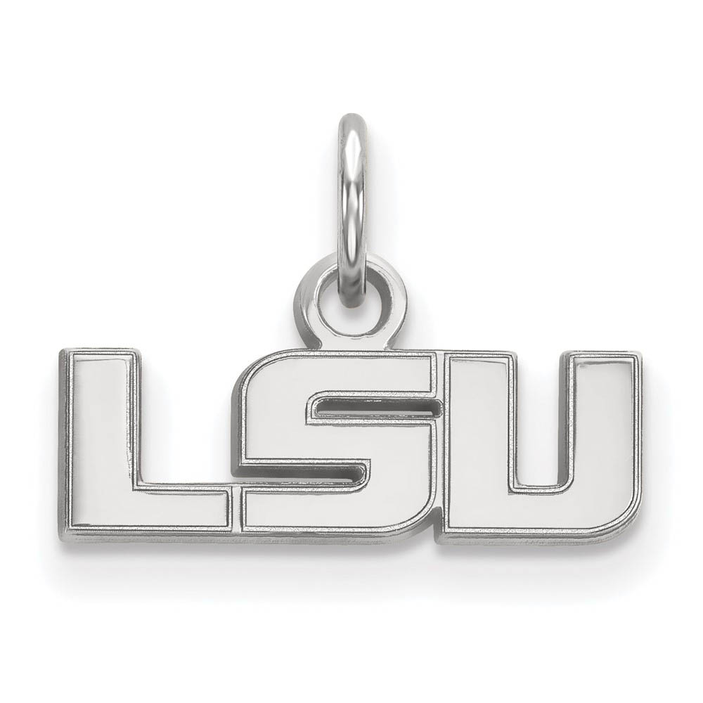 10k White Gold Louisiana State (Tiny) 'LSU' Charm or Pendant