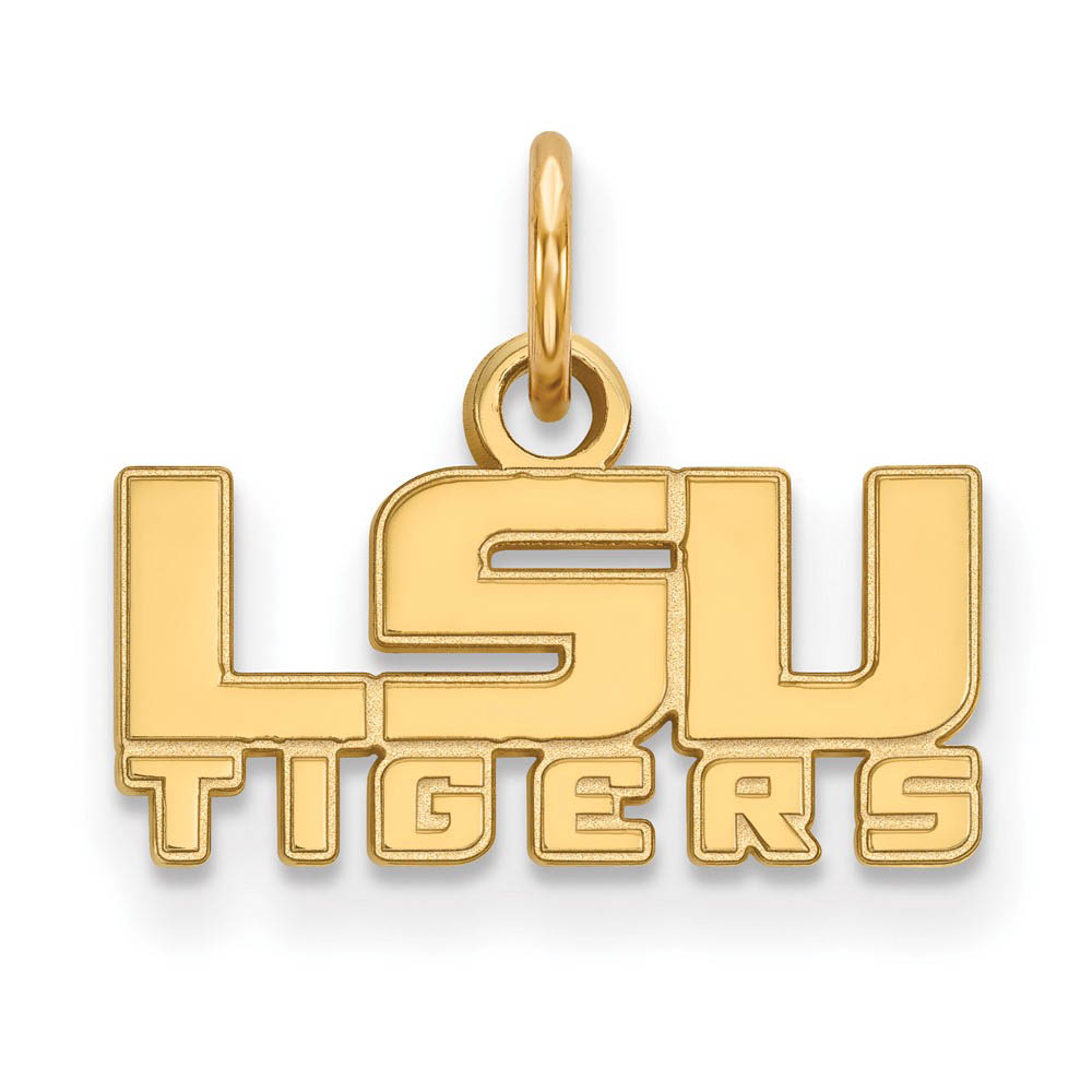 10k Yellow Gold Louisiana State (Tiny) 'LSU TIGERS' Charm Pendant