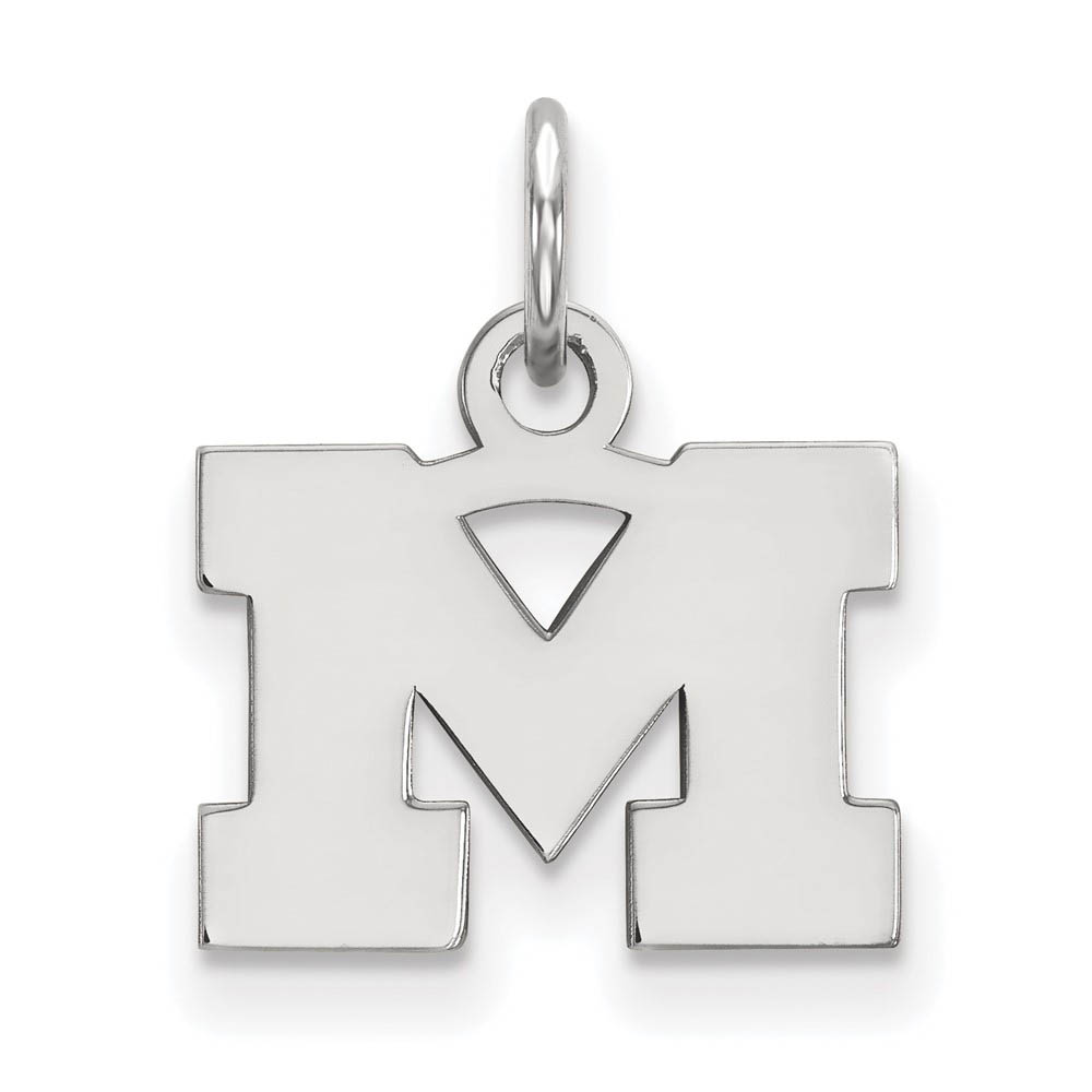 14k White Gold U. of Michigan XS (Tiny) Initial Charm or Pendant