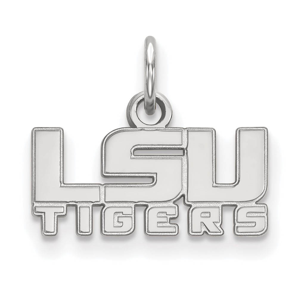 14k White Gold Louisiana State (Tiny) 'LSU TIGERS' Charm or Pendant