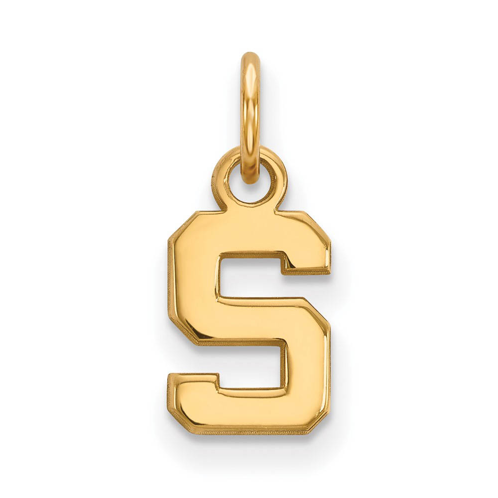14k Yellow Gold Michigan State XS (Tiny) Initial Charm or Pendant
