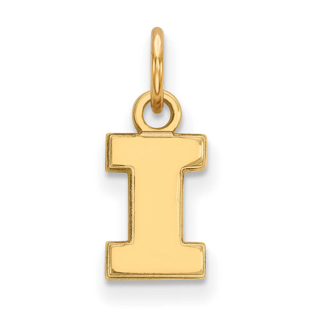 14k Yellow Gold U. of Illinois (Tiny) Initial I Charm or Pendant