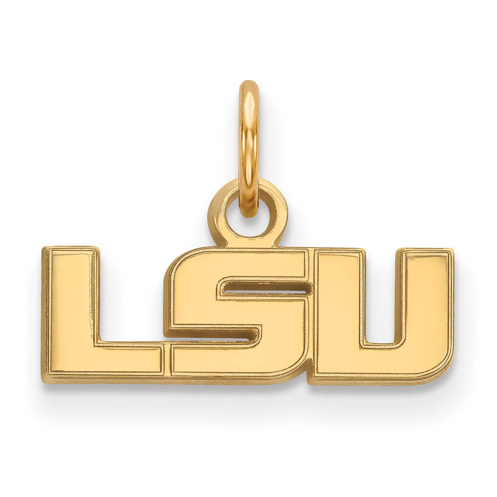14k Gold Plated Silver Louisiana State (Tiny) 'LSU' Charm Pendant