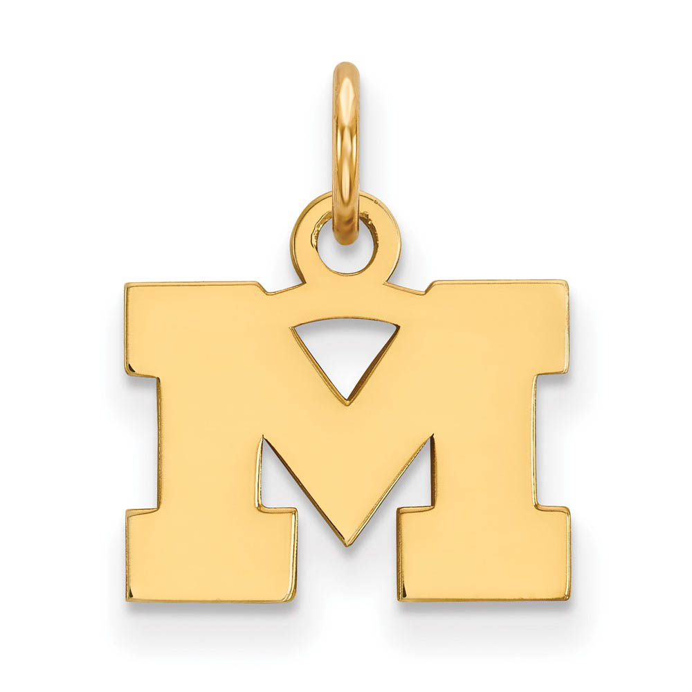 14k Gold Plated Silver U. of Michigan XS (Tiny) Initial Charm