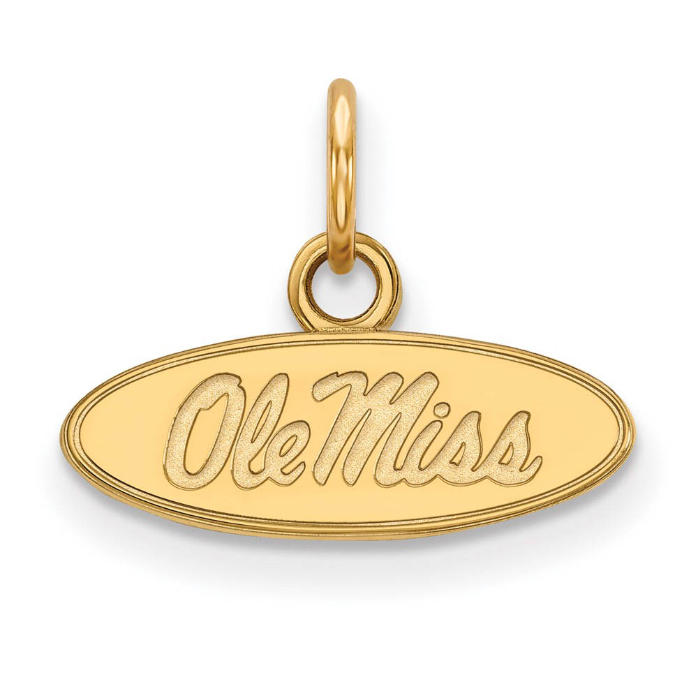 14k Gold Plated Silver U. of Mississippi (Tiny) Oval Ole Miss Charm