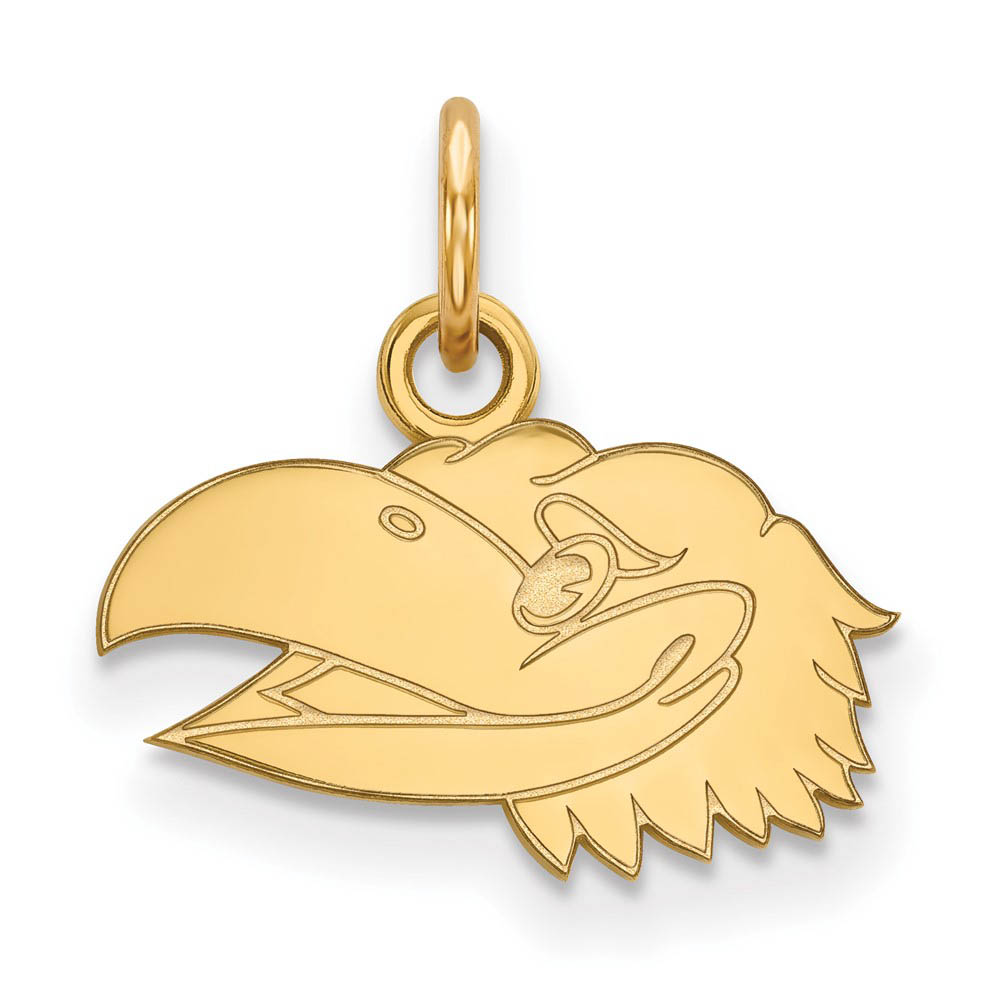 14k Gold Plated Silver U of Kansas (Tiny) Left Profile Mascot Charm