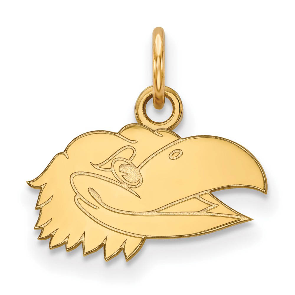 14k Gold Plated Silver U of Kansas XS(Tiny) Right Profile Mascot Charm
