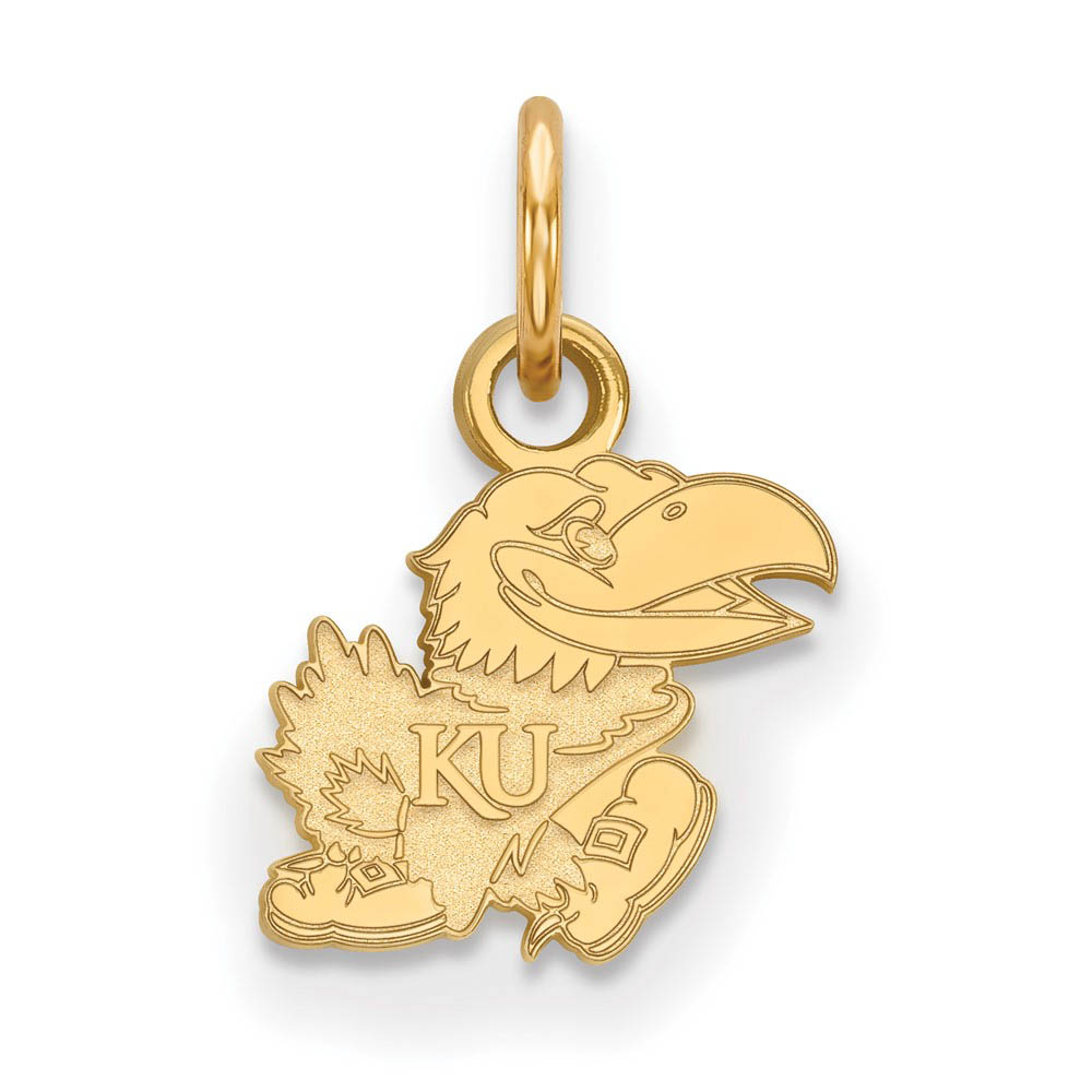 14k Gold Plated Silver U. of Kansas (Tiny) Charm or Pendant