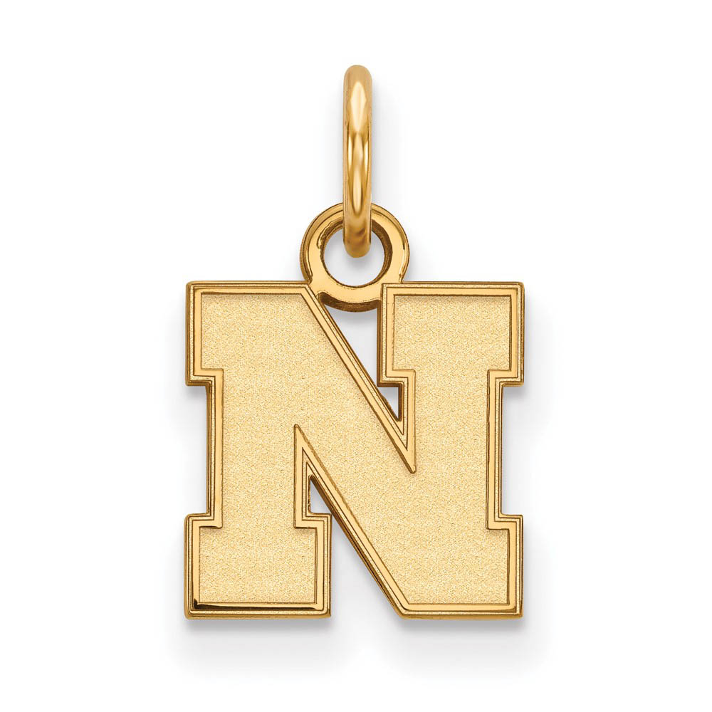 14k Gold Plated Silver U. of Nebraska (Tiny) Initial N Charm