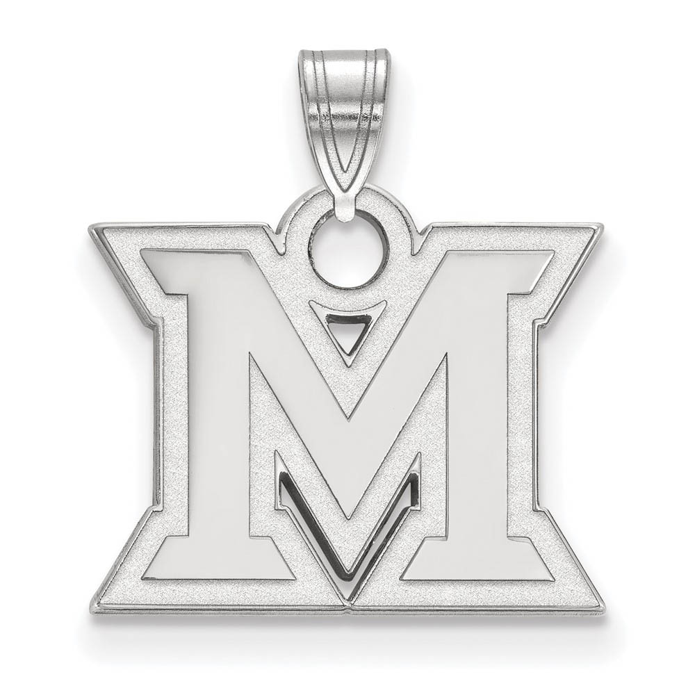 10k White Gold Miami U Small Initial Pendant