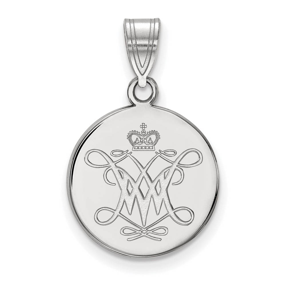10k White Gold William and Mary Disc Pendant