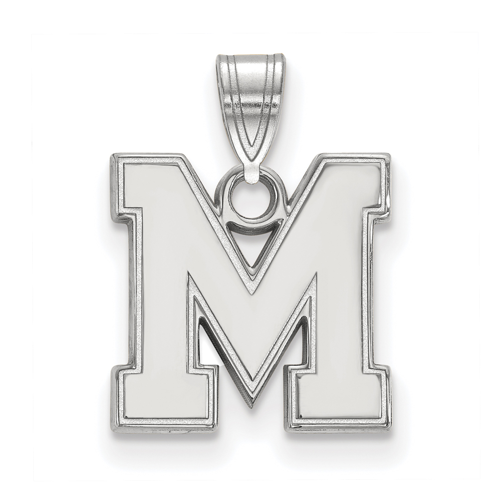 10k White Gold U. of Memphis Small Initial Pendant