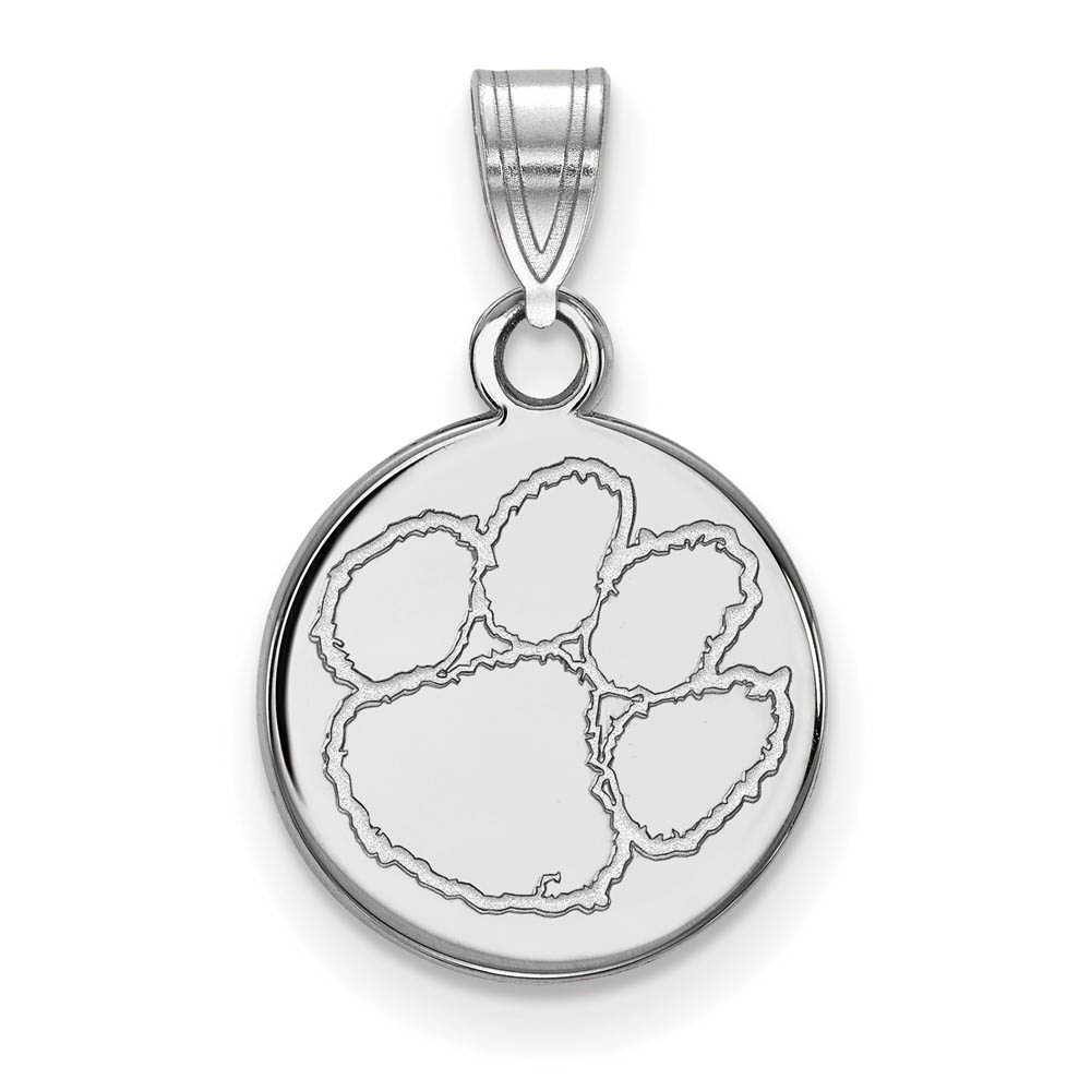 10k White Gold Clemson U Disc Pendant