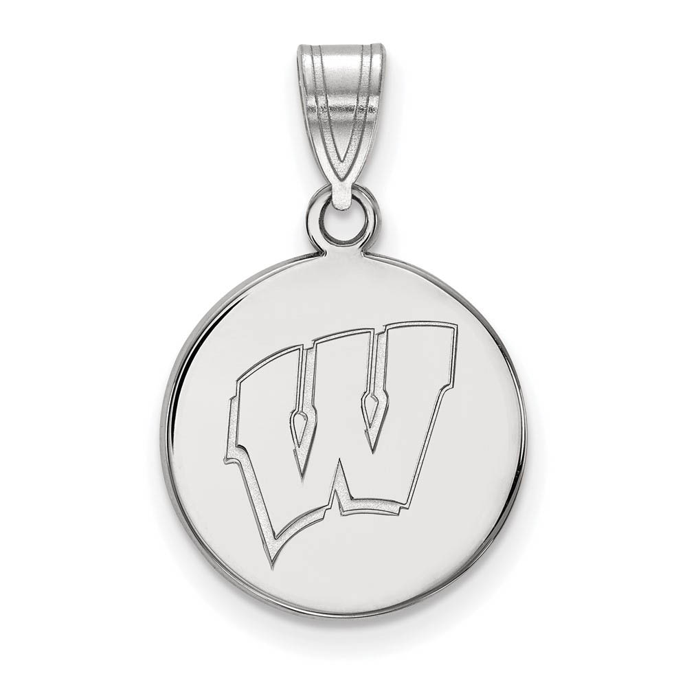 10k White Gold U. of Wisconsin Initial W Disc Pendant