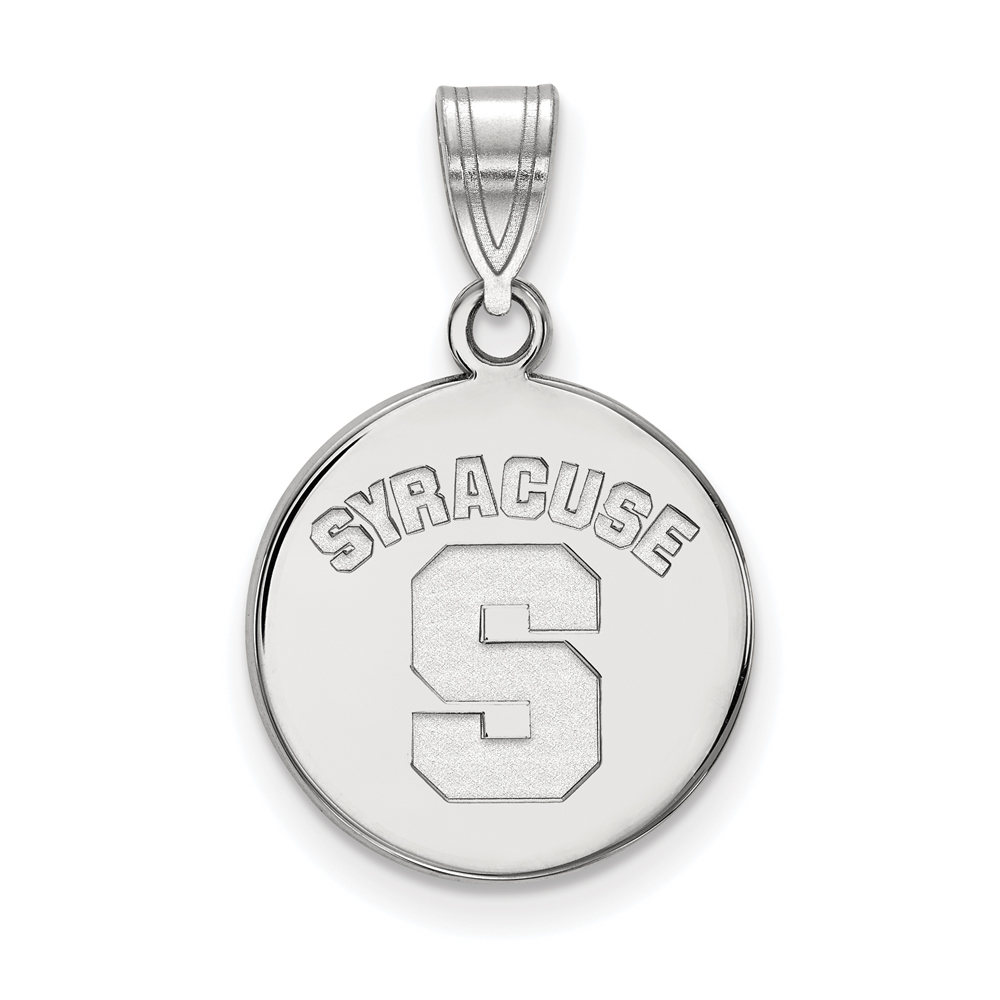 10k White Gold Syracuse U. Medium 'SYRACUSE S' Disc Pendant