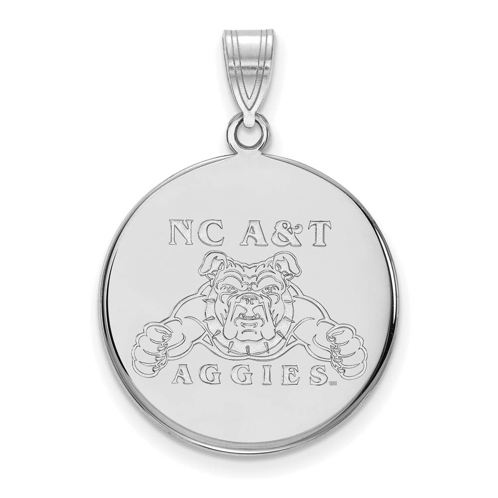 14k White Gold North Carolina A&T Disc Pendant