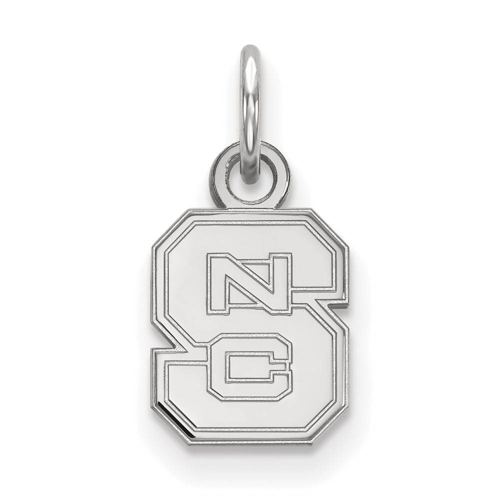 14k White Gold North Carolina State (Tiny) 'NCS' Charm or Pendant