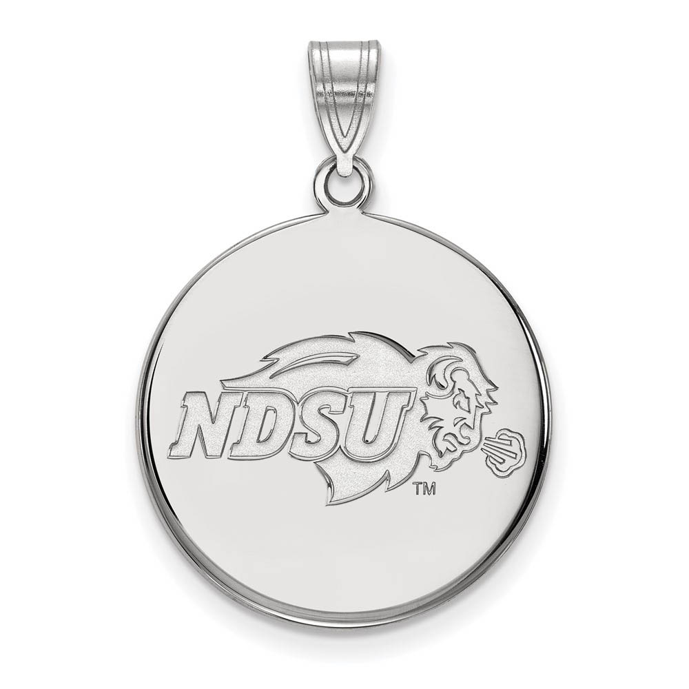 14k White Gold North Dakota State Disc Pendant