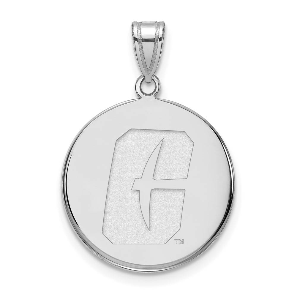 14k White Gold North Carolina at Charlotte Disc Pendant